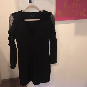 black bodycon deep v dress